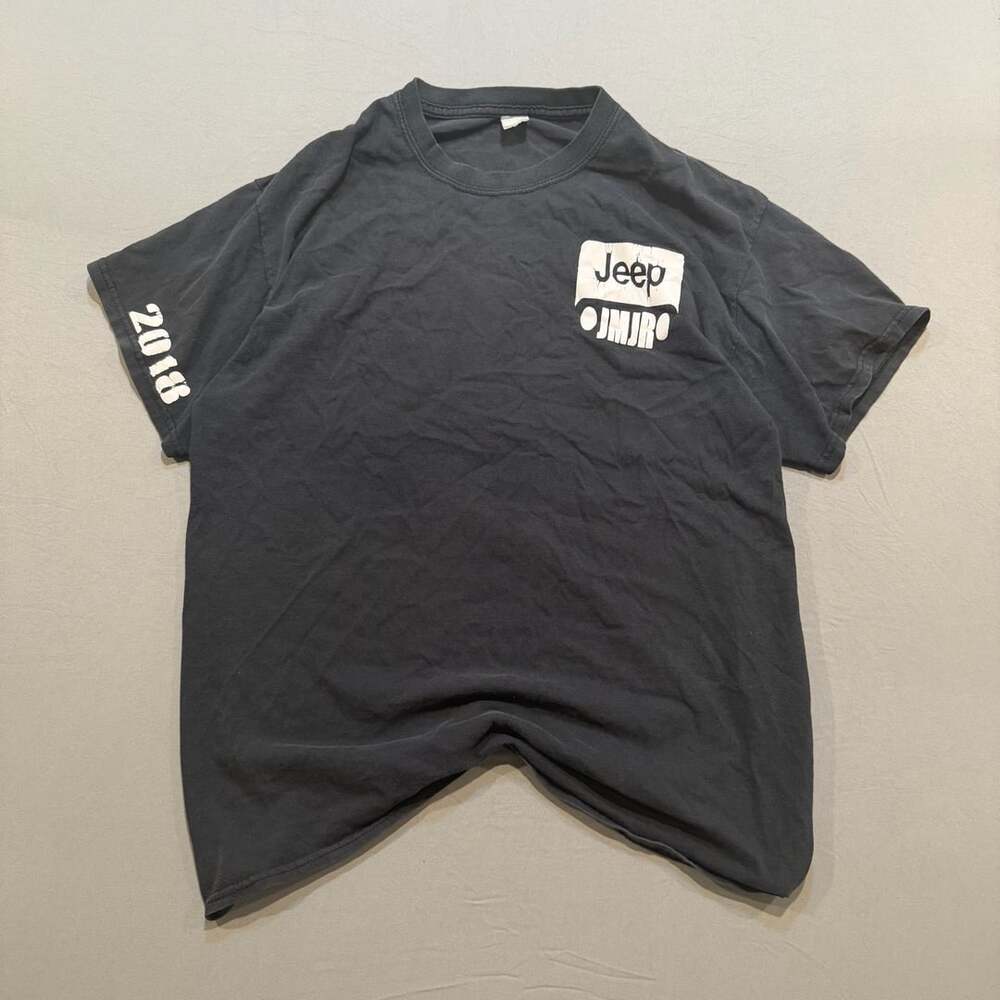 Vintage Jeep car logo tee with a UAW Belvidere...